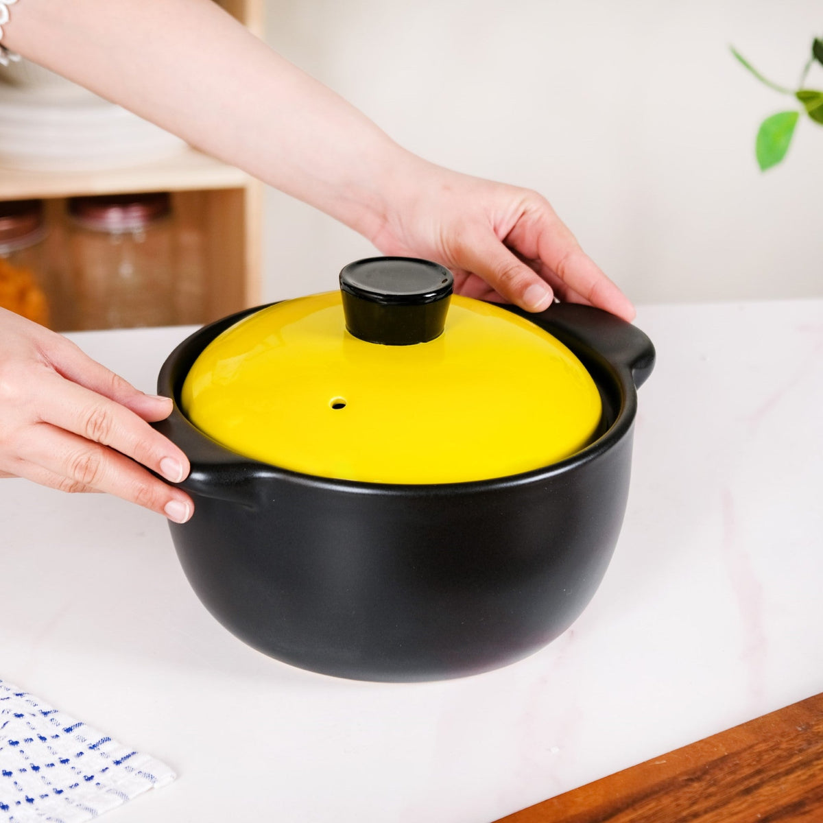 Limonelle Ceramic Cooking Casserole With Lid Flame Safe 2300ml Nestasia