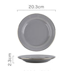 Ceramic Clay Snack Plate Grey 8 Inch Nestasia