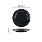 Ceramic Clay Snack Plate Black 8 Inch Nestasia