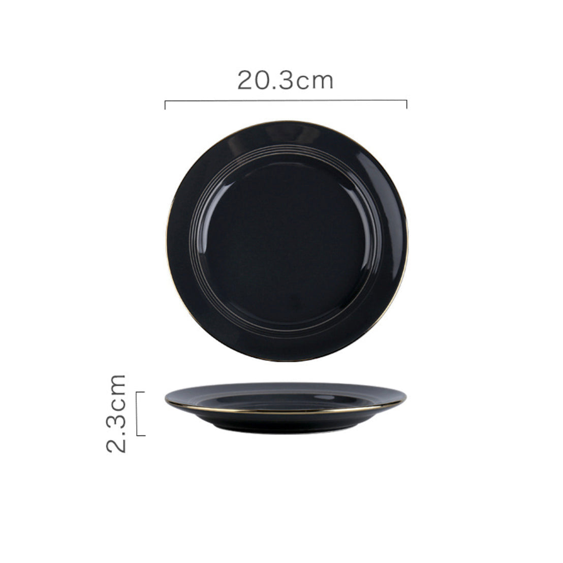 Ceramic Clay Snack Plate Black 8 Inch Nestasia
