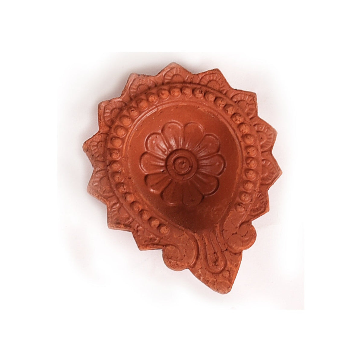 Petal Bordered Pure Terracotta Diyas Set Of 48 Nestasia
