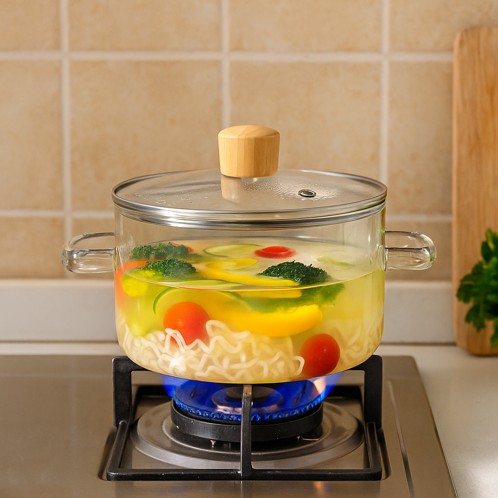 Clear Borosilicate Glass Cooking Pot With Lid 1800ml Nestasia