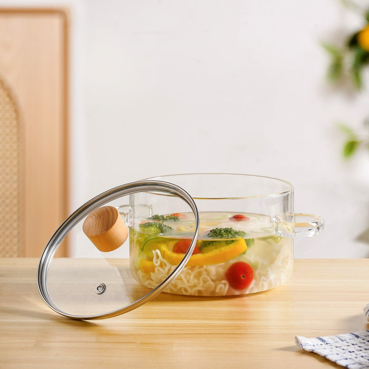 Clear Borosilicate Glass Cooking Pot With Lid 1800ml Nestasia