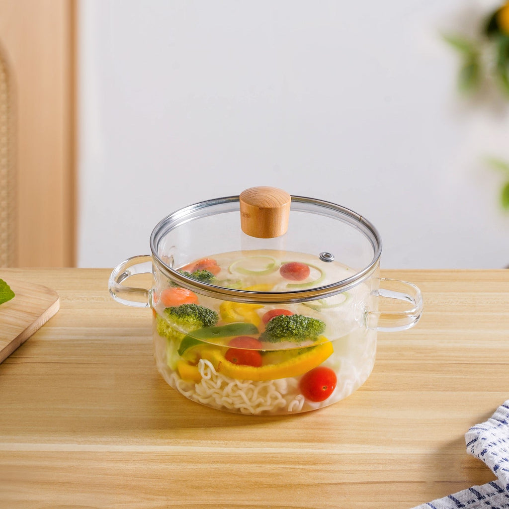 Clear Borosilicate Glass Cooking Pot With Lid 1800ml Nestasia