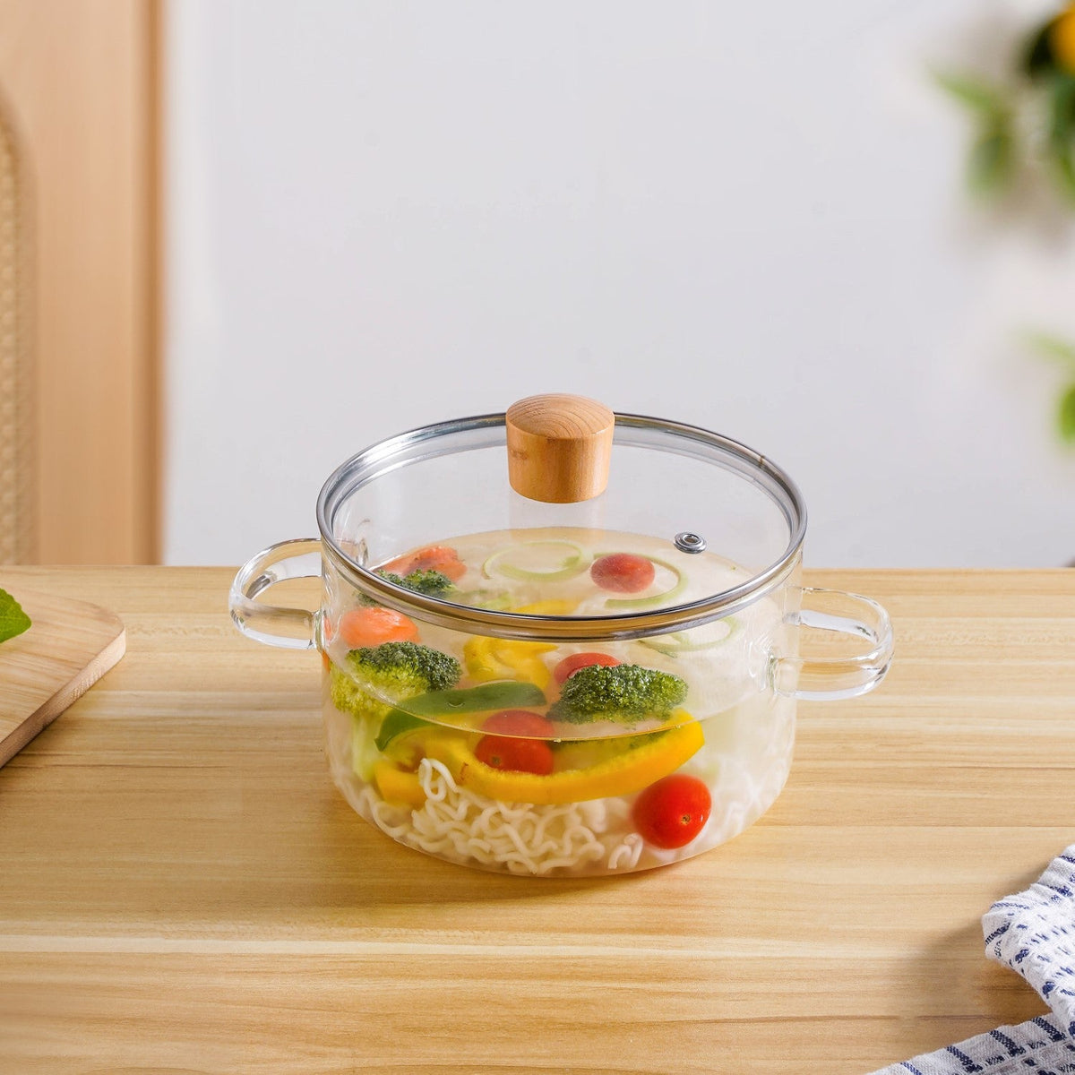 Clear Borosilicate Glass Cooking Pot With Lid 1800ml Nestasia