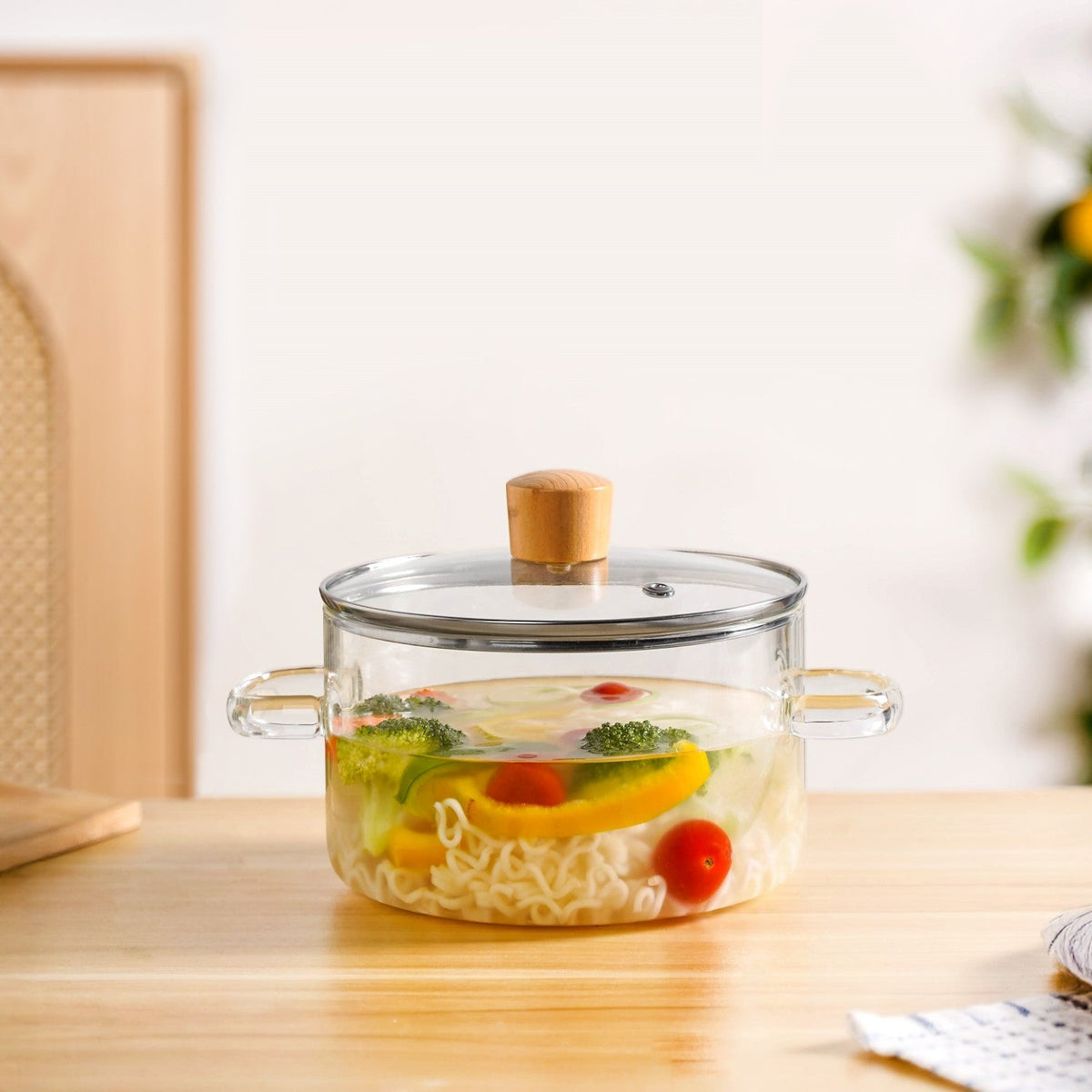 Clear Borosilicate Glass Cooking Pot With Lid 1800ml Nestasia