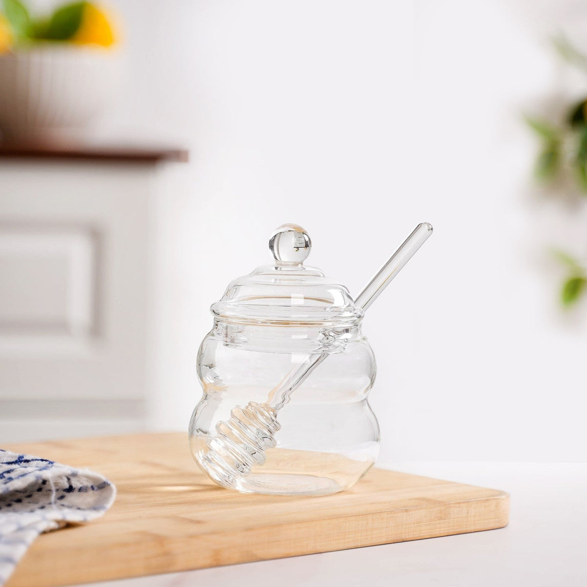 Glass Honey Jar with Dipper And Lid 300ml Nestasia