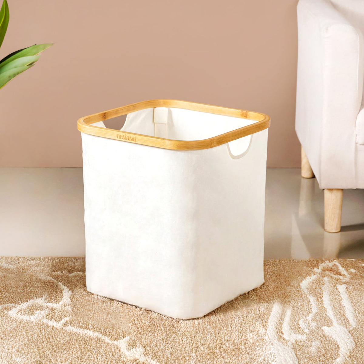 Minimalist Laundry Basket Off White Nestasia
