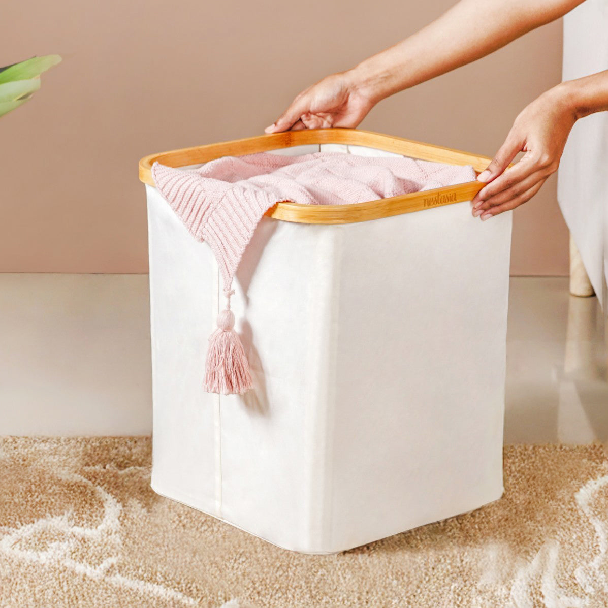 Minimalist Laundry Basket Off White Nestasia