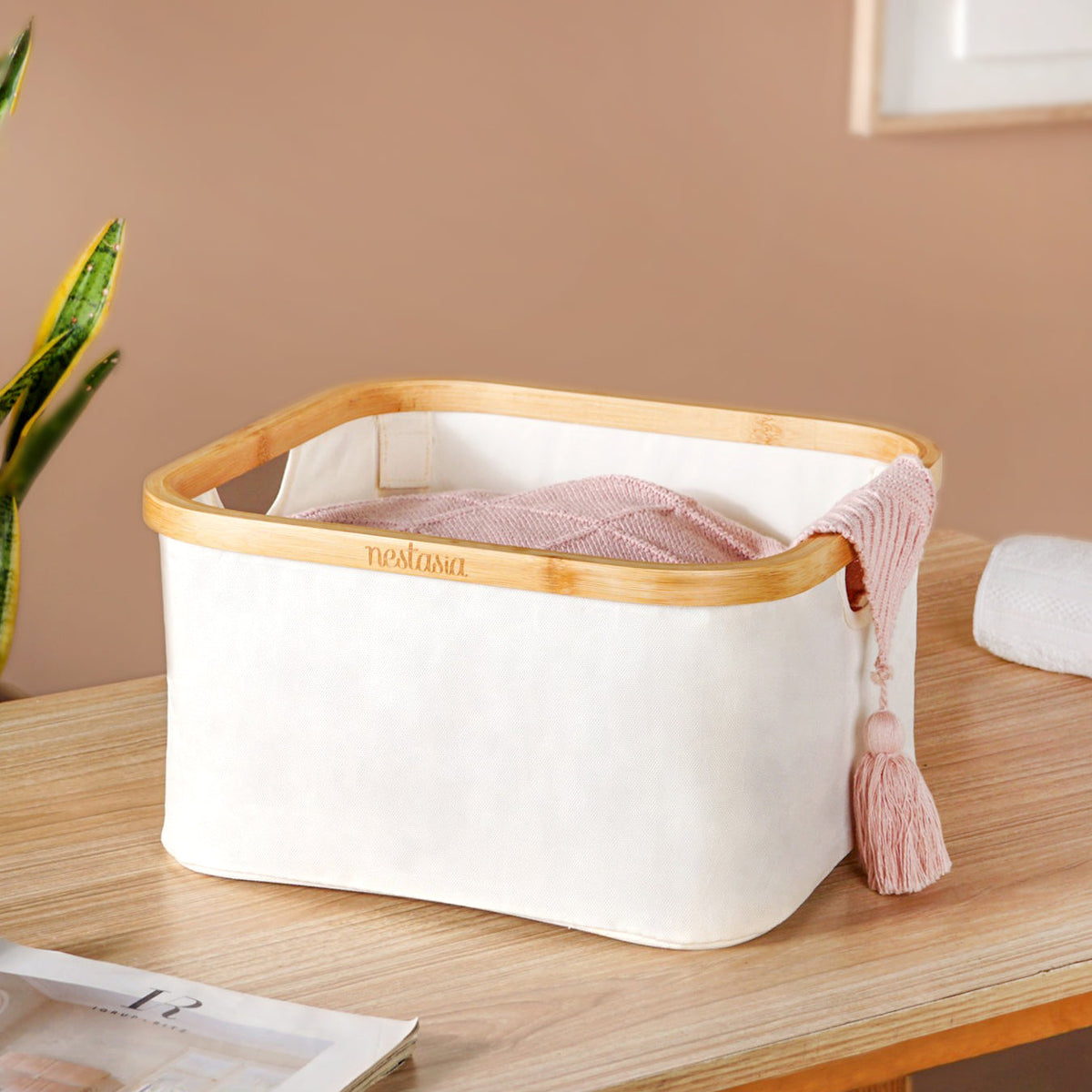 Multi Purpose Cloth Storage Box Off White Nestasia