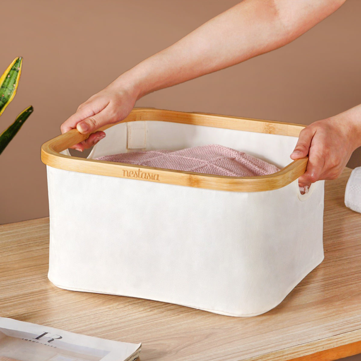 Multi Purpose Cloth Storage Box Off White Nestasia