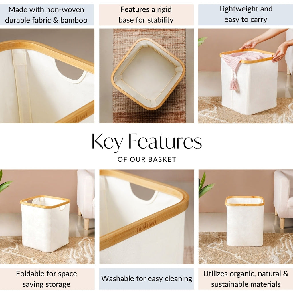 Minimalist Laundry Basket Off White Nestasia