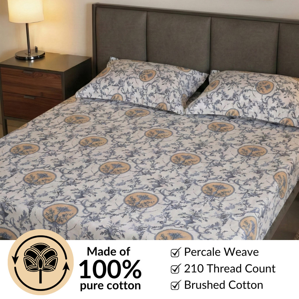 Coastal Chateau King Size Printed Cotton Bedding Set 275x275cm Nestasia