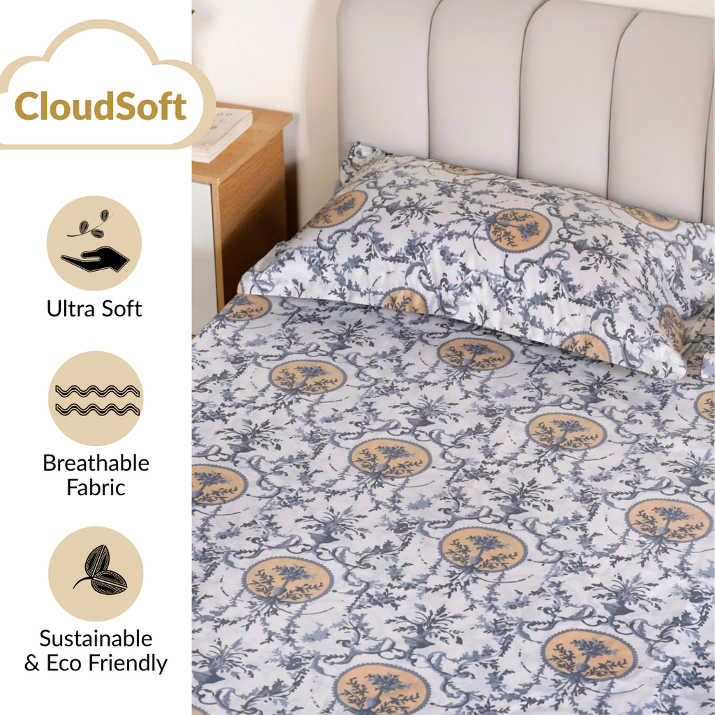 Coastal Chateau King Size Printed Cotton Bedding Set 275x275cm Nestasia