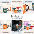 Coffee Quotes Ceramic Mug Set Of 4 210ml Nestasia