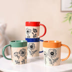 Poppy Grove Ceramic Coffee Mug Set Of 4 450ml Nestasia