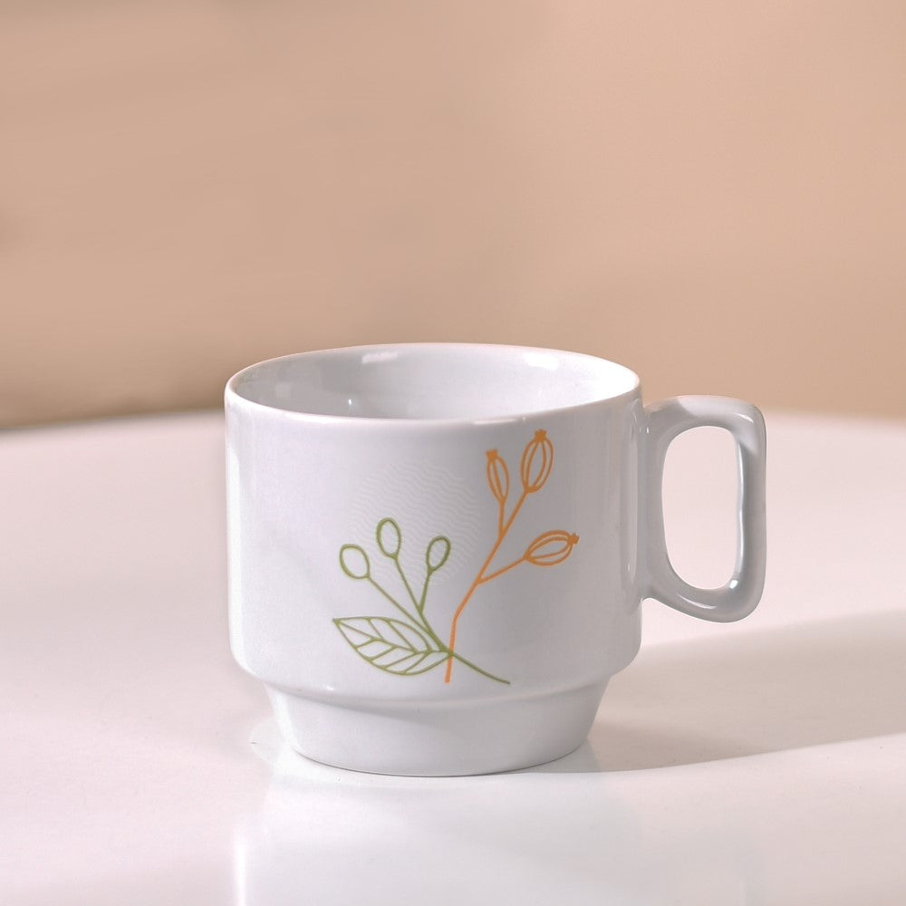 Foliage Stackable Ceramic Coffee Cup Set Of 4 250ml Nestasia
