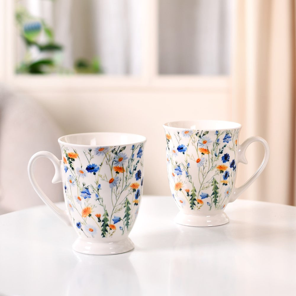 Victorian Garden Ceramic Coffee Mug Set Of 2 Blue 400ml Nestasia