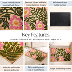 Coir Floor Mat With Floral Print 36x24 Inch Nestasia