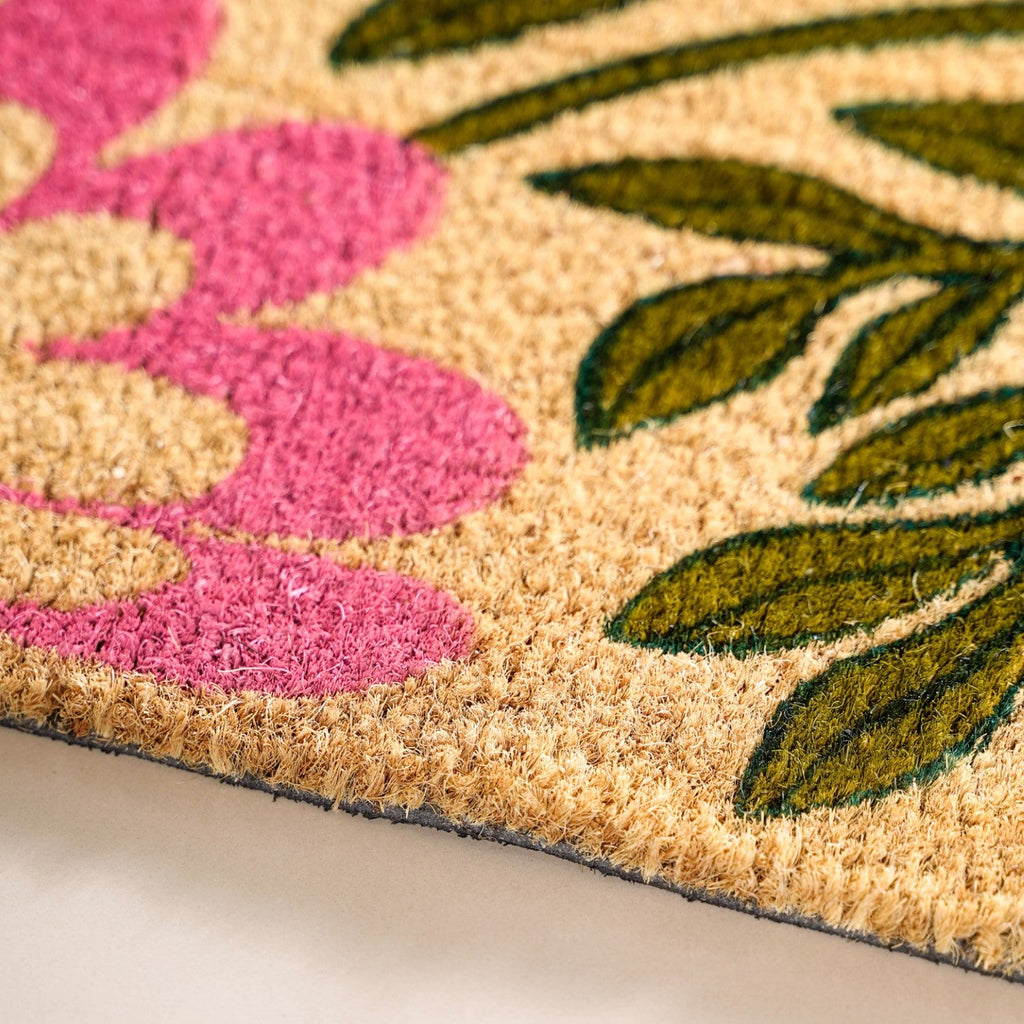 Coir Floor Mat With Floral Print 36x24 Inch Nestasia