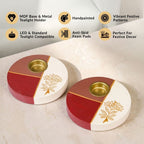 Colour Block Handpainted Tealight Holder Set Of 2 Nestasia