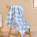 Checkered Blue White Reversible Small Throw 100x75cm Nestasia