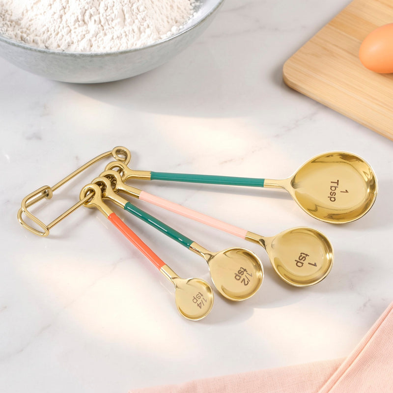 Colour Pop Stainless Steel Measuring Spoon With Clip Set Of 4 Nestasia