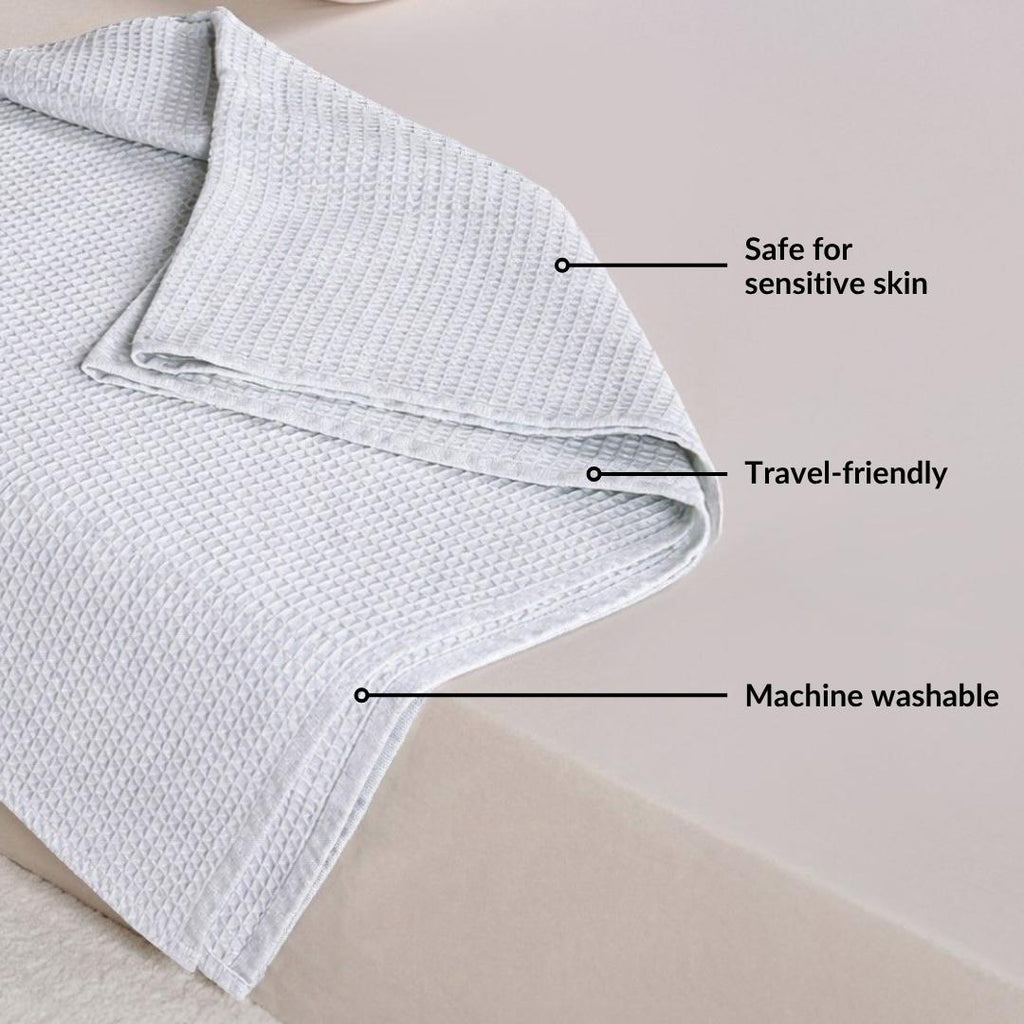 Combed Cotton Waffle Sofa Throw Blanket Light Grey 220x200cm Nestasia