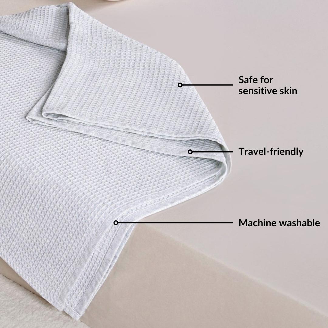 Combed Cotton Waffle Sofa Throw Blanket Light Grey 220x200cm Nestasia