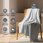 Combed Cotton Waffle Sofa Throw Blanket Light Grey 220x200cm Nestasia