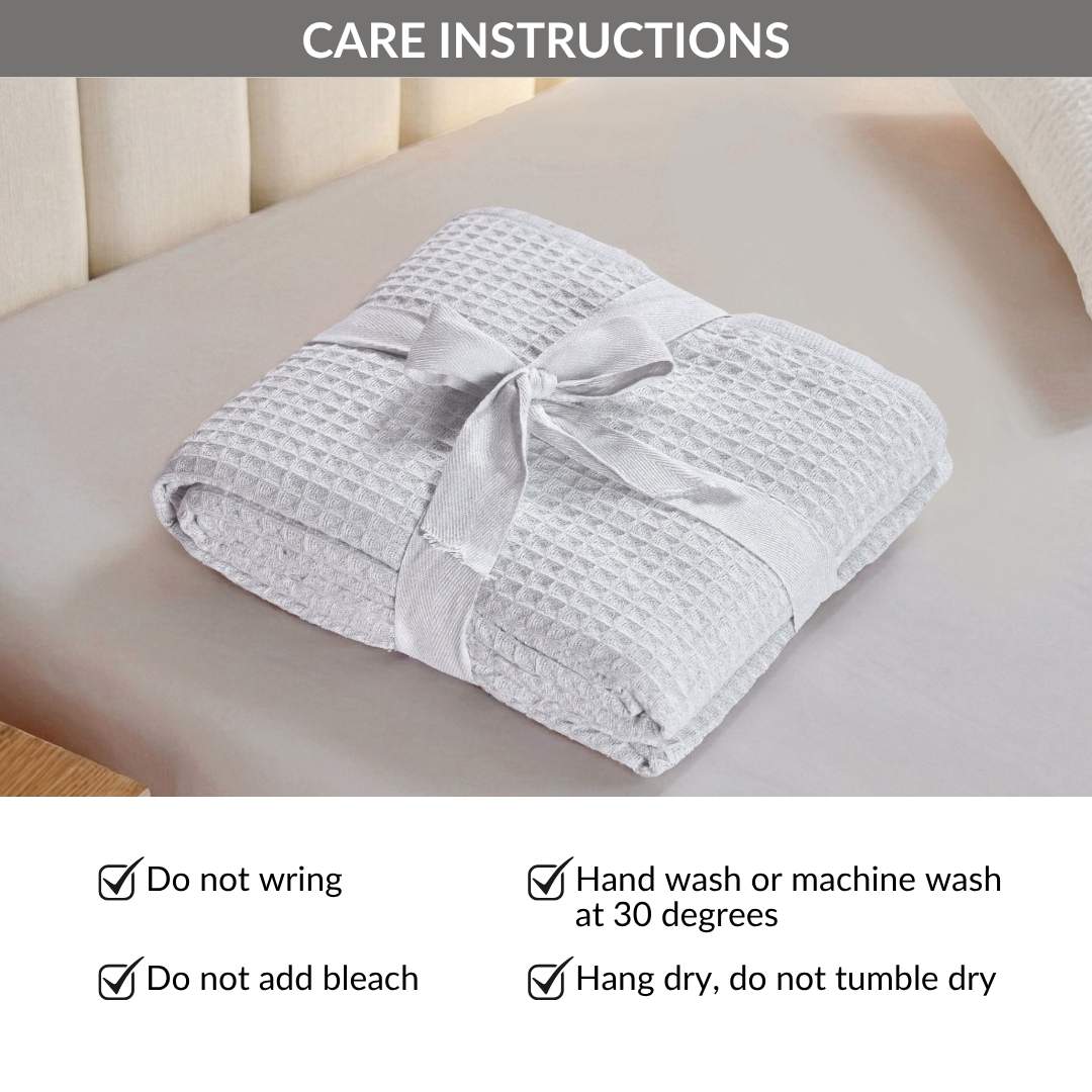 Combed Cotton Waffle Sofa Throw Blanket Light Grey 220x200cm Nestasia
