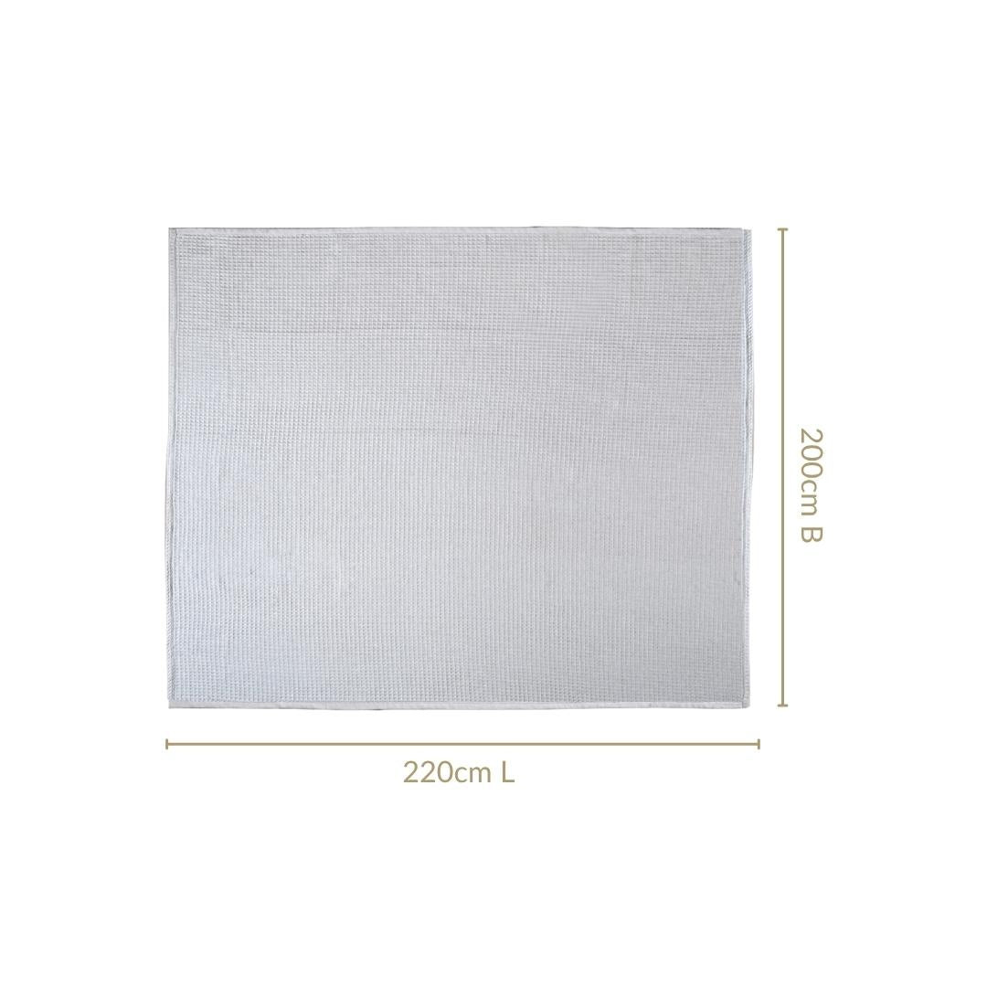 Combed Cotton Waffle Sofa Throw Blanket Light Grey 220x200cm Nestasia