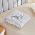Combed Cotton Waffle Sofa Throw Blanket Light Grey 220x200cm Nestasia