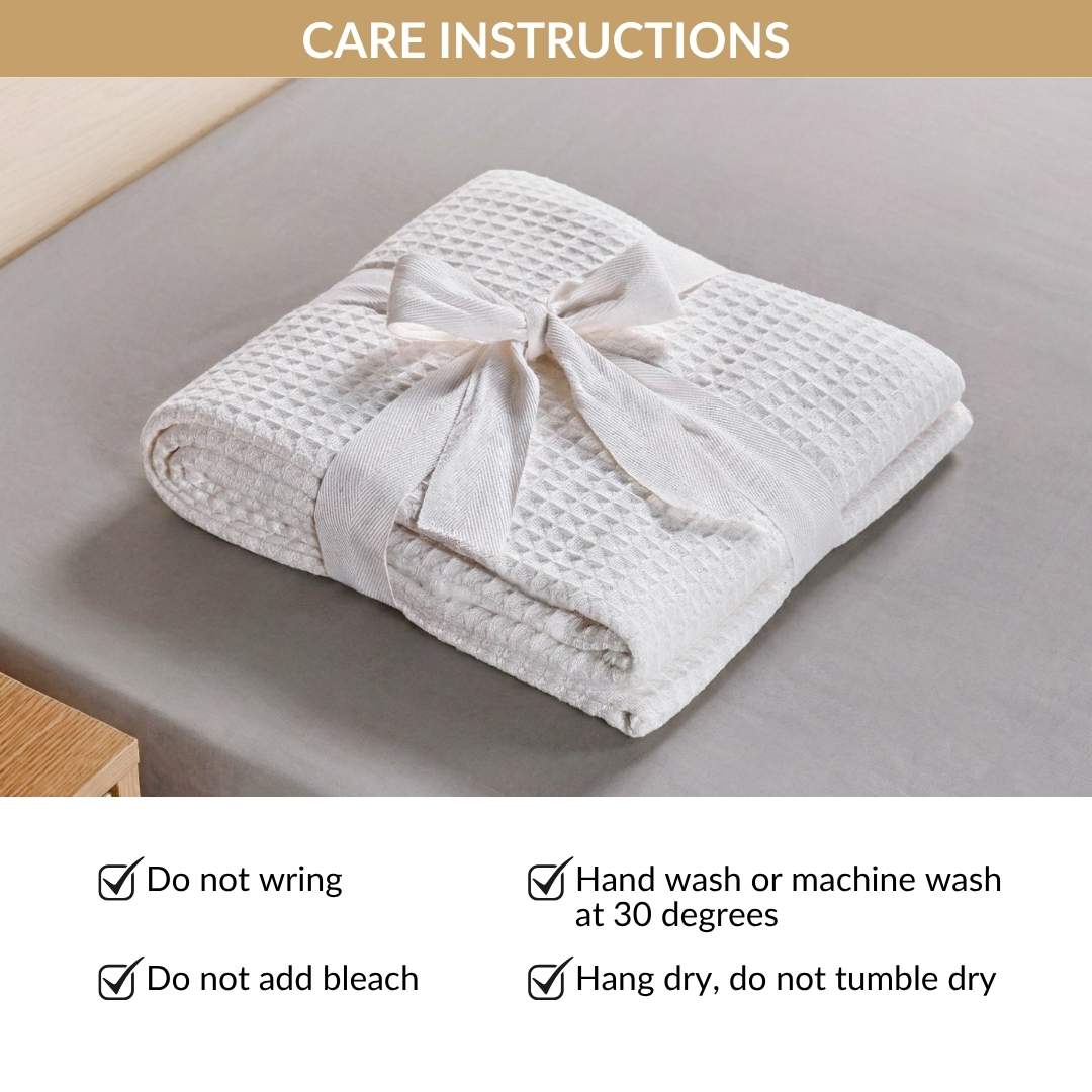Combed Cotton Waffle Sofa Throw Blanket Pristine White 220x200cm Nestasia