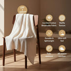 Combed Cotton Waffle Sofa Throw Blanket Pristine White 220x200cm Nestasia