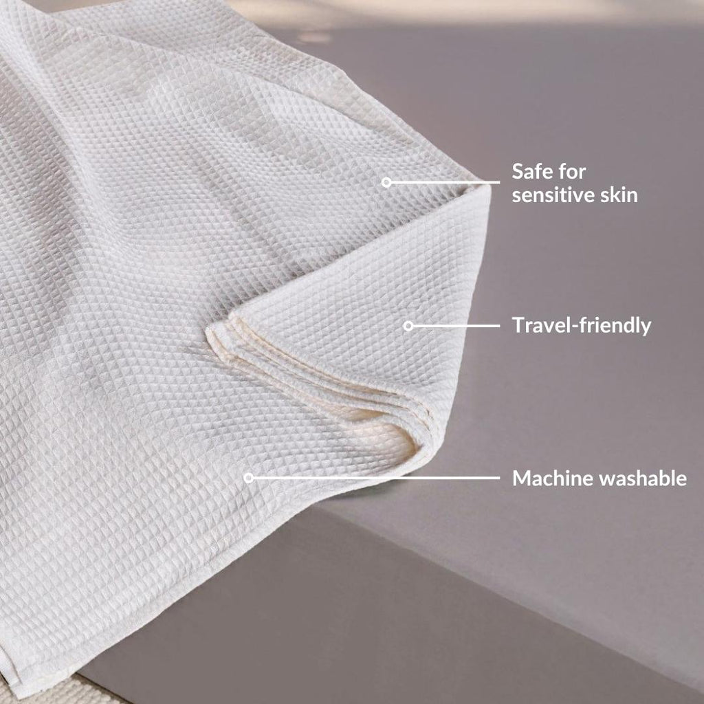 Combed Cotton Waffle Sofa Throw Blanket Pristine White 220x200cm Nestasia