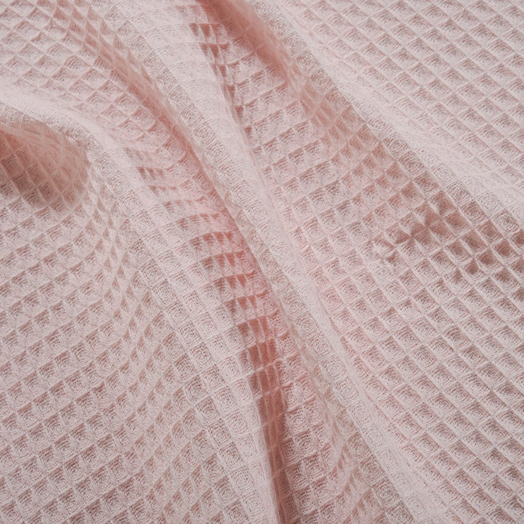 Combed Cotton Waffle Sofa Throw Blanket Pink 220x200cm Nestasia