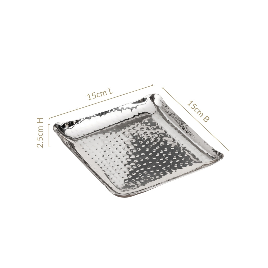 Square Platter Hammered Stainless Steel Set Of 2 Nestasia