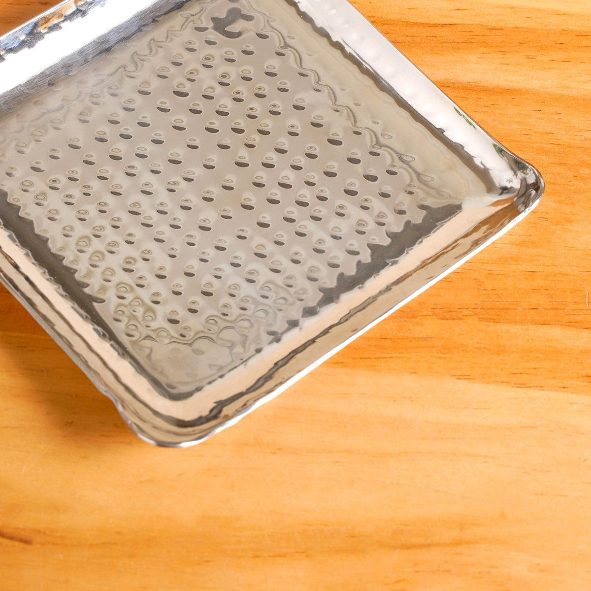 Square Platter Hammered Stainless Steel Set Of 2 Nestasia