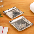 Square Platter Hammered Stainless Steel Set Of 2 Nestasia