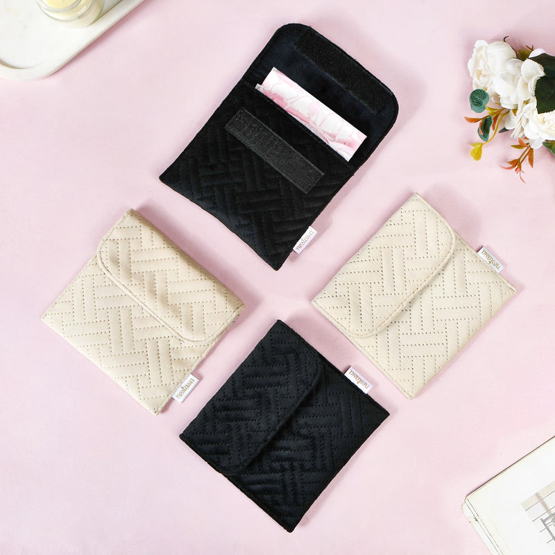 Compact Velvet Sanitary Napkin Pouch Set Of 4 Nestasia