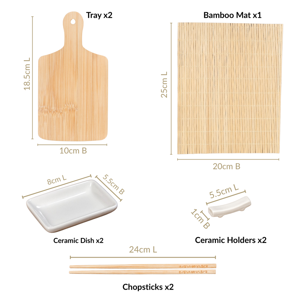 Complete Sushi Set With Rolling Mat And Bamboo Chopsticks Set Of 9 Nestasia
