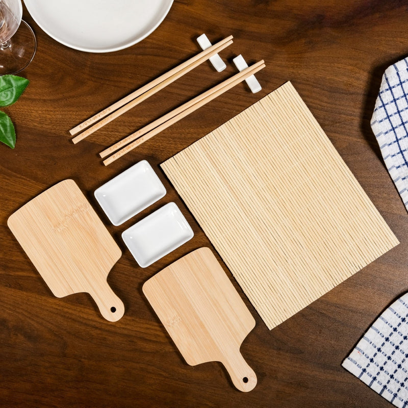 Complete Sushi Set With Rolling Mat And Bamboo Chopsticks Set Of 9 Nestasia