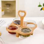 Glass Bowls Set Of 4 With Bamboo Stand Nestasia
