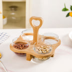 Glass Bowls Set Of 4 With Bamboo Stand Nestasia