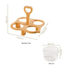 Glass Bowls Set Of 4 With Bamboo Stand Nestasia
