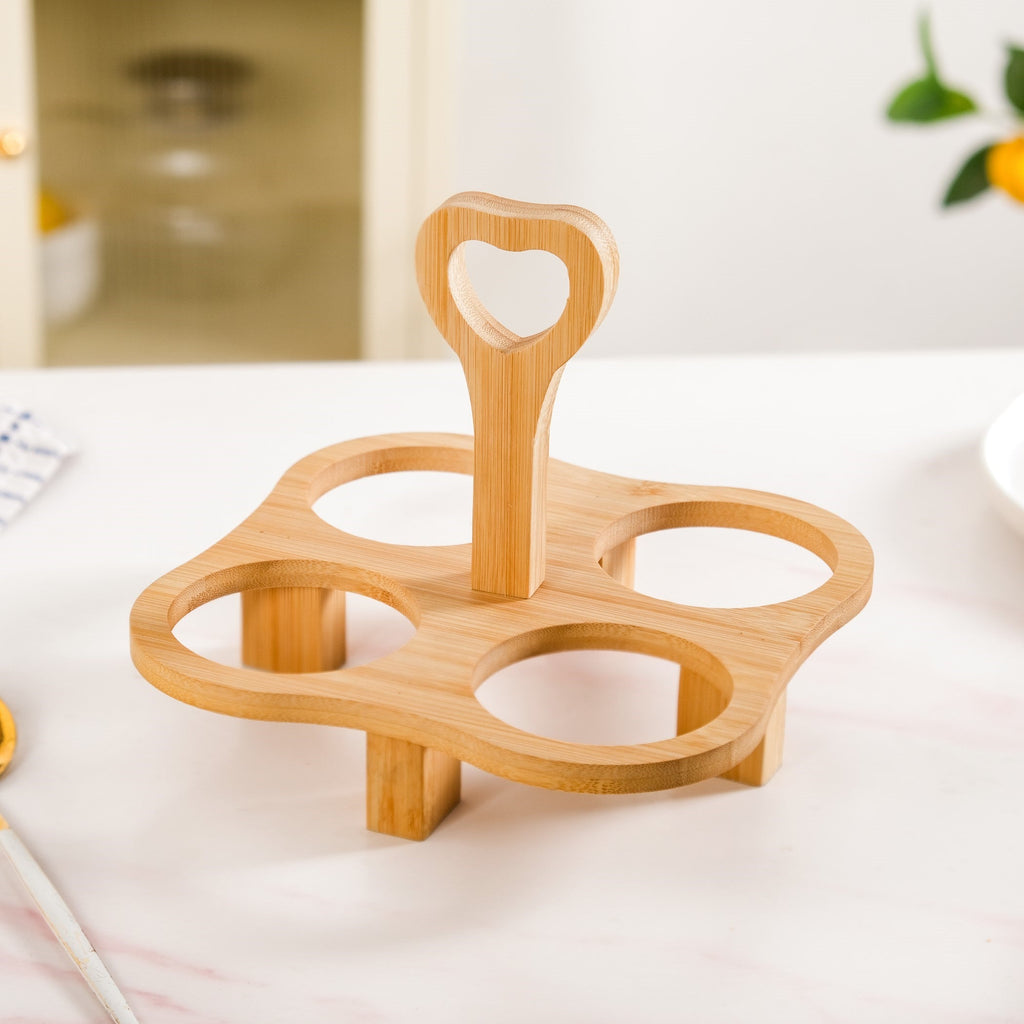 Glass Bowls Set Of 4 With Bamboo Stand Nestasia