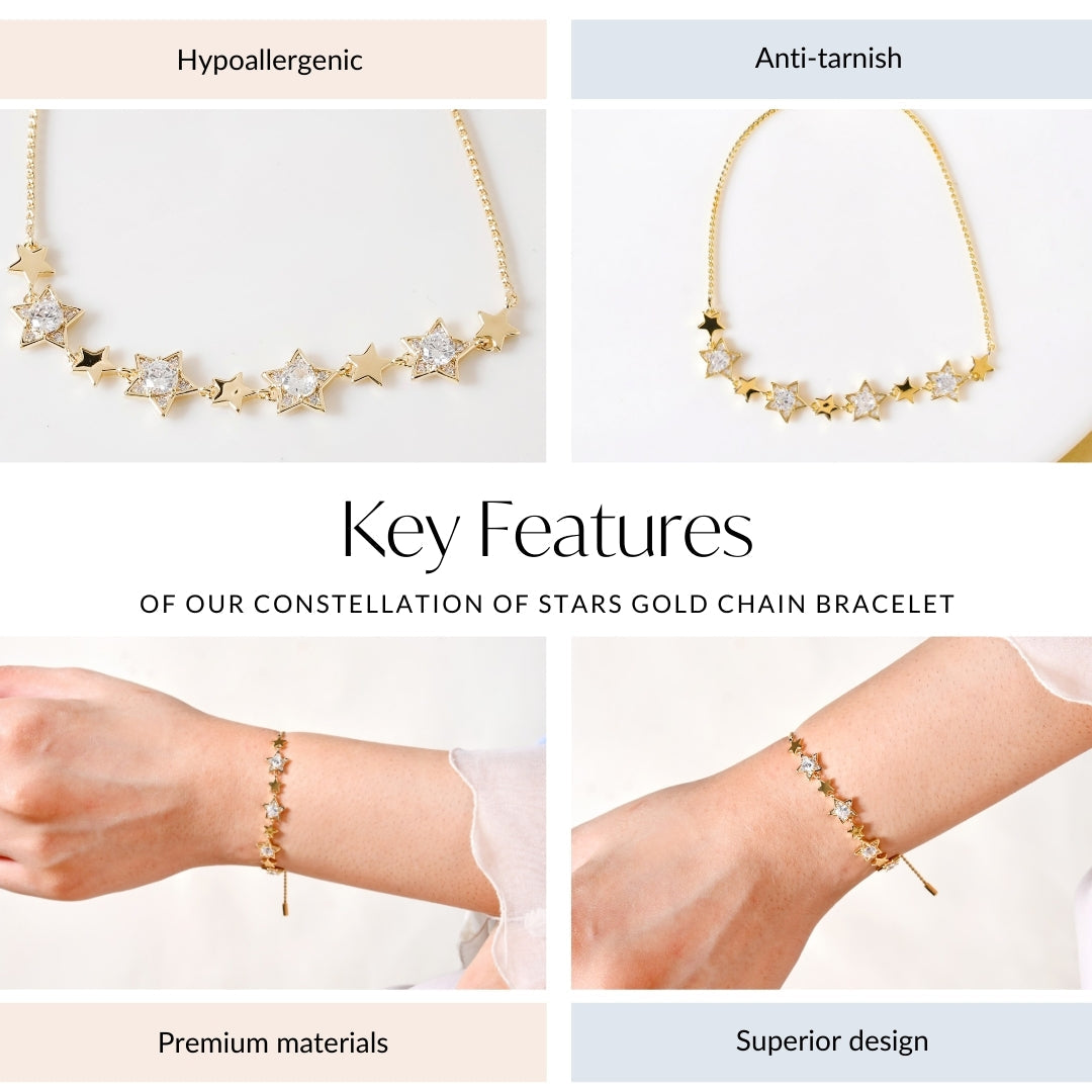 Constellation Of Stars Gold Chain Bracelet Nestasia