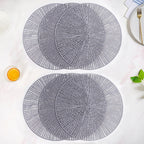 Contemporary Cutwork Grey Table Mats Set Of 6 Nestasia