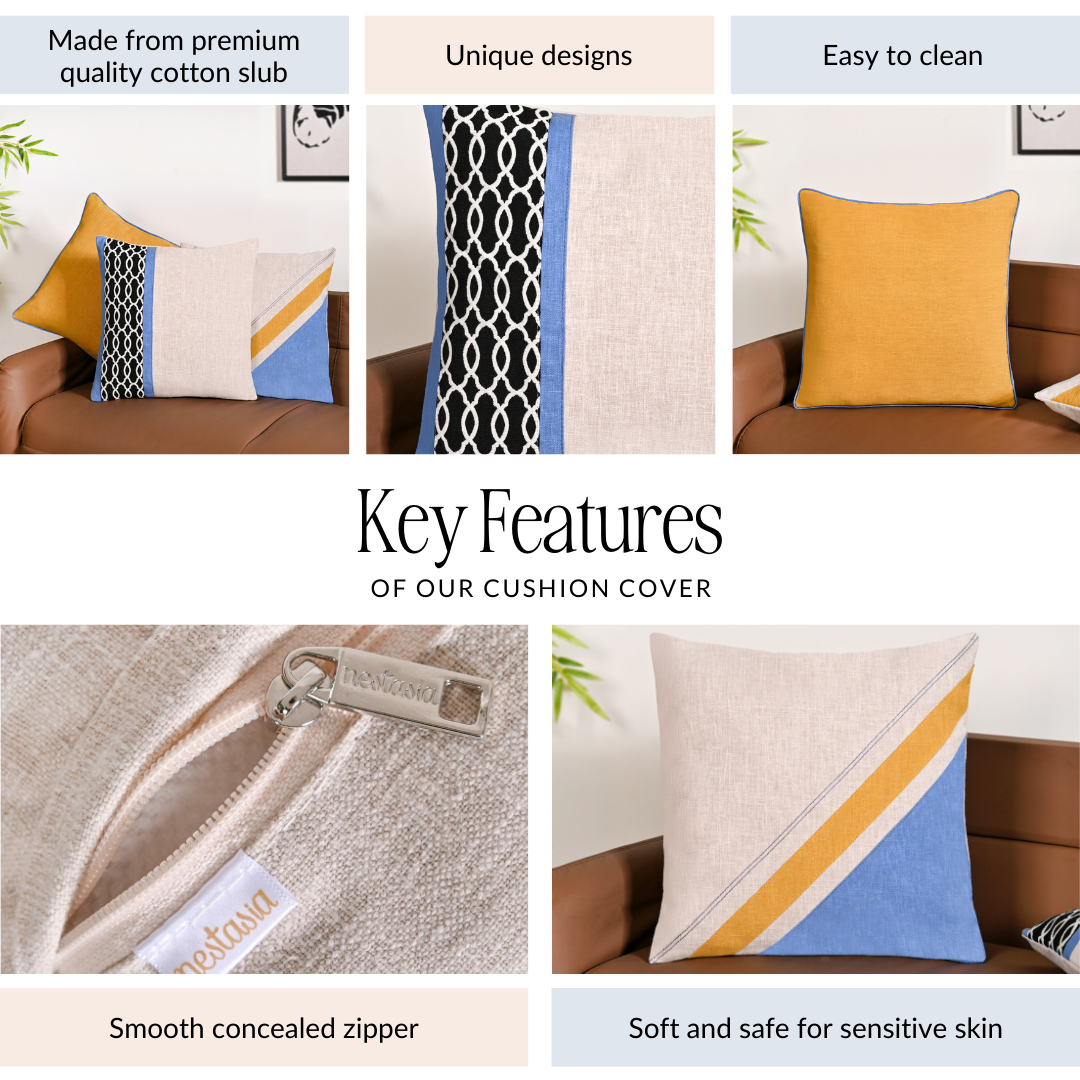 Coastal Contrast Cushion Cover Set Of 3 40x40cm Nestasia